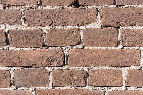 Close-up of old brickwork made of old red brick 库存照片