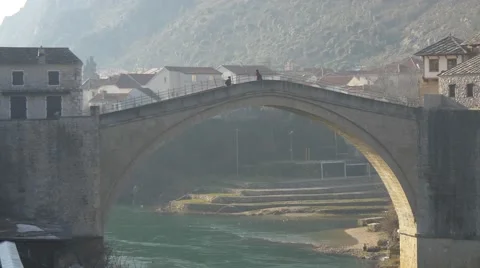 Close up of the old bridge in Mostar 4K Видео 47011207