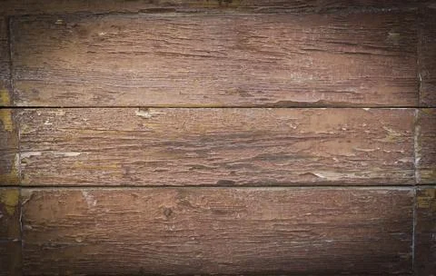 Close up of old brown  texture painted wooden boards. Selective focus Stock Photos