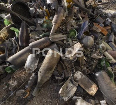 Close Up Of Old Collected Bottles Stock Photos