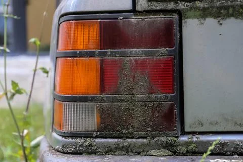 Close-up of an old dirty headlight Stock Photos