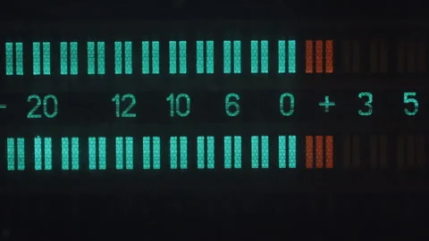 Close-up, old display, two stripes, signal level lines. Stock Footage 114290641