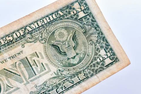 Close up on the old dollar note, white background Stock-Fotos