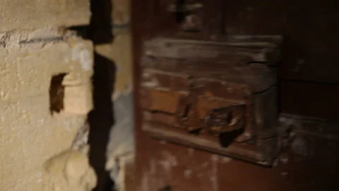 Close up of a old door closing Stock Footage 231405869