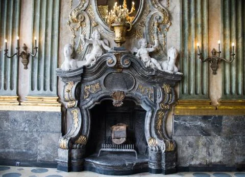 Close up on old fireplace Stock Photos