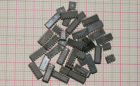 Close up of old ic chips Stock Photos