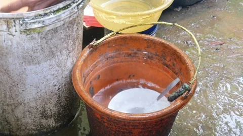 Close up of old man hands washing dishes outdoors Stock Footage 315189371