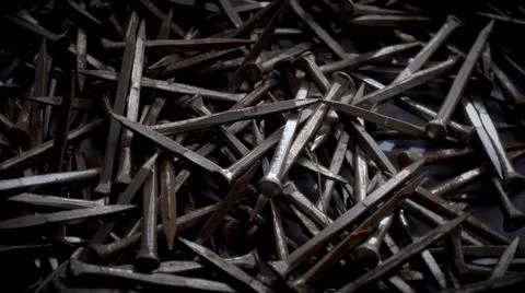 A close-up on old nails Stock Photos