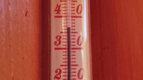 Weather Thermometer Showing High Temperature Hot Weather Stock