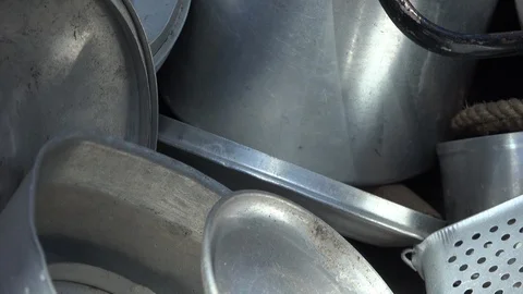 Close up of old pans moving shot 4K Stock-Footage 92185243