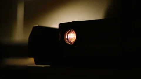 Close up of old photo slide projector in the room. Stock Footage 87458646