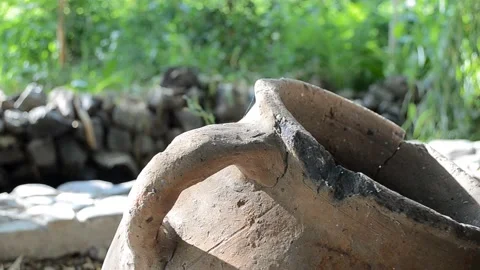 Close - up of old pitcher Stock Footage 94917474