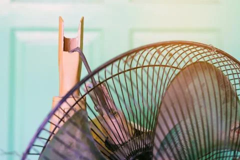 Close up to the old plastic joints of the electronic fan damaged and broken w Stock Photos