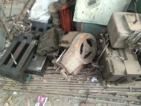 Close up old rust water pump under sunlight 스톡 사진