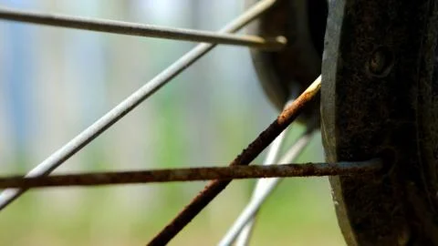 Close up old rustic motorcycle wheel bars Stock Photos