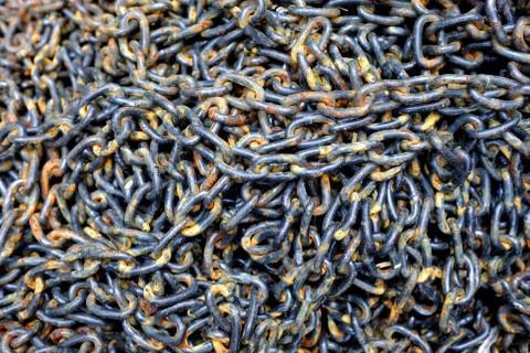 Close up Old Rusty Chain Background. Stock Photos