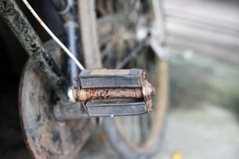 Close up of old rusty chain from the bicycle on background nature ,Bicycle's  Stock Photos