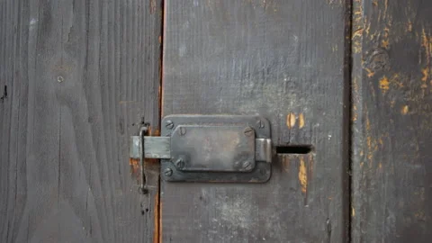 Close-up of old rusty door handle Stock Footage 158942247