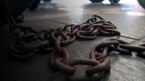 Close up of old rusty iron chain Foto stock