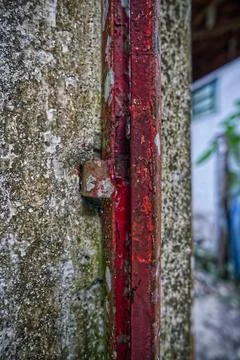 Close-up of an old, rusty iron gate Stock Photos