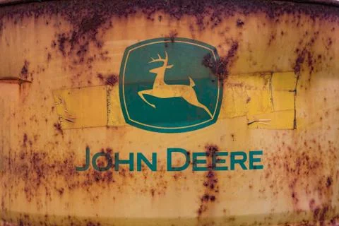 Close up on old rusty John Deere barrel Stock Photos