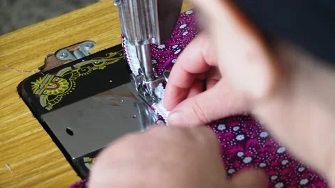 Close up of an old sewn machine Stock Footage 153685086