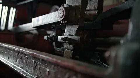 A close up of a old steam train mechanism Video stock 107181756