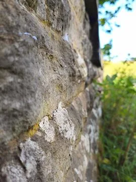 Close-Up of Old Stone Wall Texture in British Countryside Stock Photos