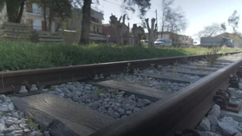 Close up to old train lines Video stock 262462367