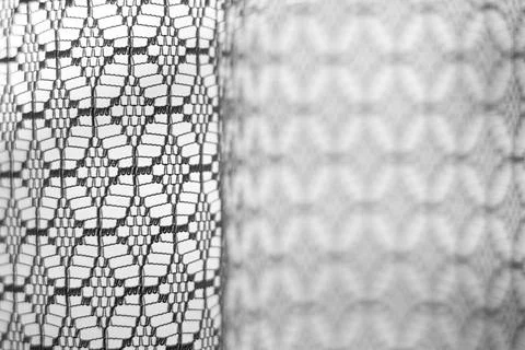 Close-up of an old tulle window. Foto stock