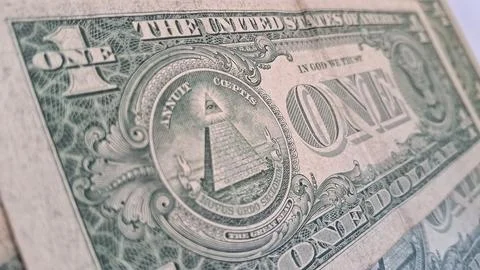 Close-up of old US dollar bills showcasing currency details. Vintage money with Stock Photos