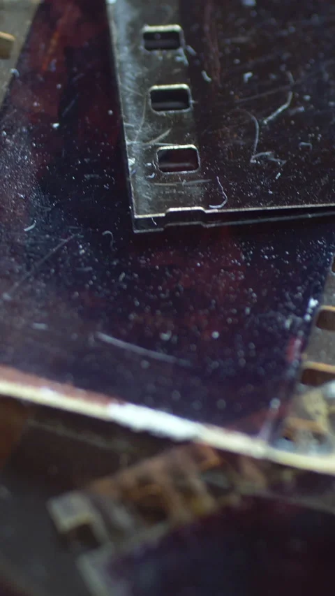 Close up of old vintage slide films Stock Footage 220797956