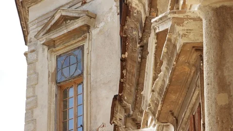 Close up of old wall columns and arches in an ancient city sculpture historical Video stock 98154463