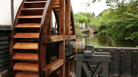 Close up on old watermill spinning Stock Footage 65415212