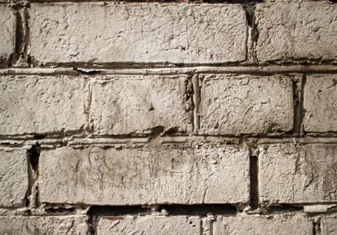 Close-up. Old white brick wall. Texture. Screensaver on your desktop. Photo Foto stock
