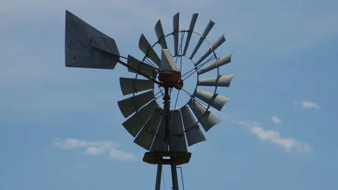 Close-up old windmill spinning Stock Footage 197841386