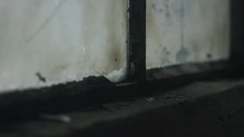 Close up of old window and window sill in industrial warehouse 스톡 동영상 104501925