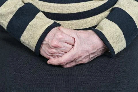 Close-up of old womans hands Stock Photos