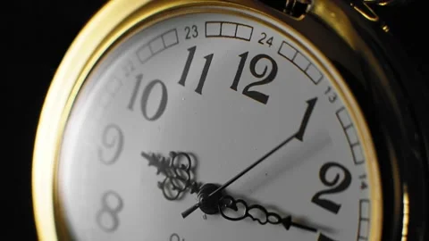 Close up of an old worn gold pocket watch. Vintage watch Time lapse. Stock Footage 172583671