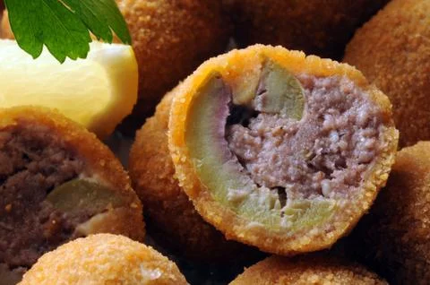 Close up on Olive ascolane - Marche Stock Photos