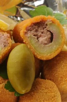 Close up on Olive ascolane  Marche Stock Photos
