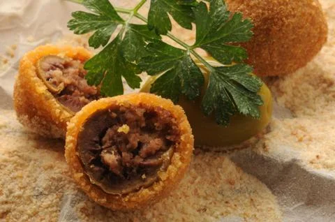 Close up on Olive ascolane - Marche Stock Photos