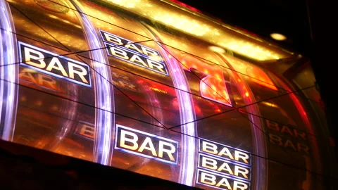 Close up on one armed bandit machine in Las Vegas Stock Footage 236341345