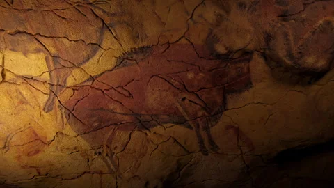 Close-up of one of the bison from the Altamira cave. Vídeos de archivo 336585849