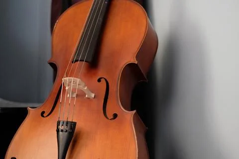 Close up one brown cello Stock Photos