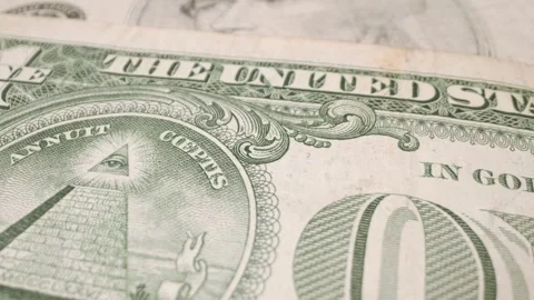 A close-up of a one-dollar bill with a sliding motion. Stock Footage 301446333
