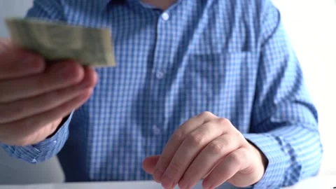 Close-up of one dollar in hands. Stock Footage 166514285
