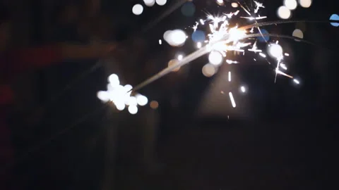 Close up one firework sparkler over black background Stock Footage 116895020