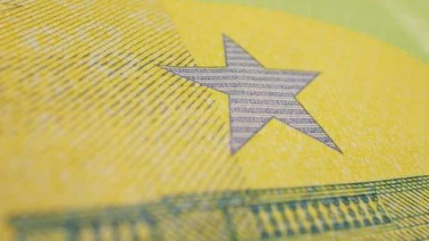 Close-up of one hundred euro banknotes close-up. European currency EUR, EU Stock Footage 273354256