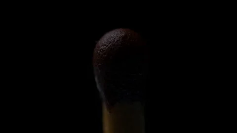 Close up of one match head burning on black background. Matches lighting Video stock 131669602